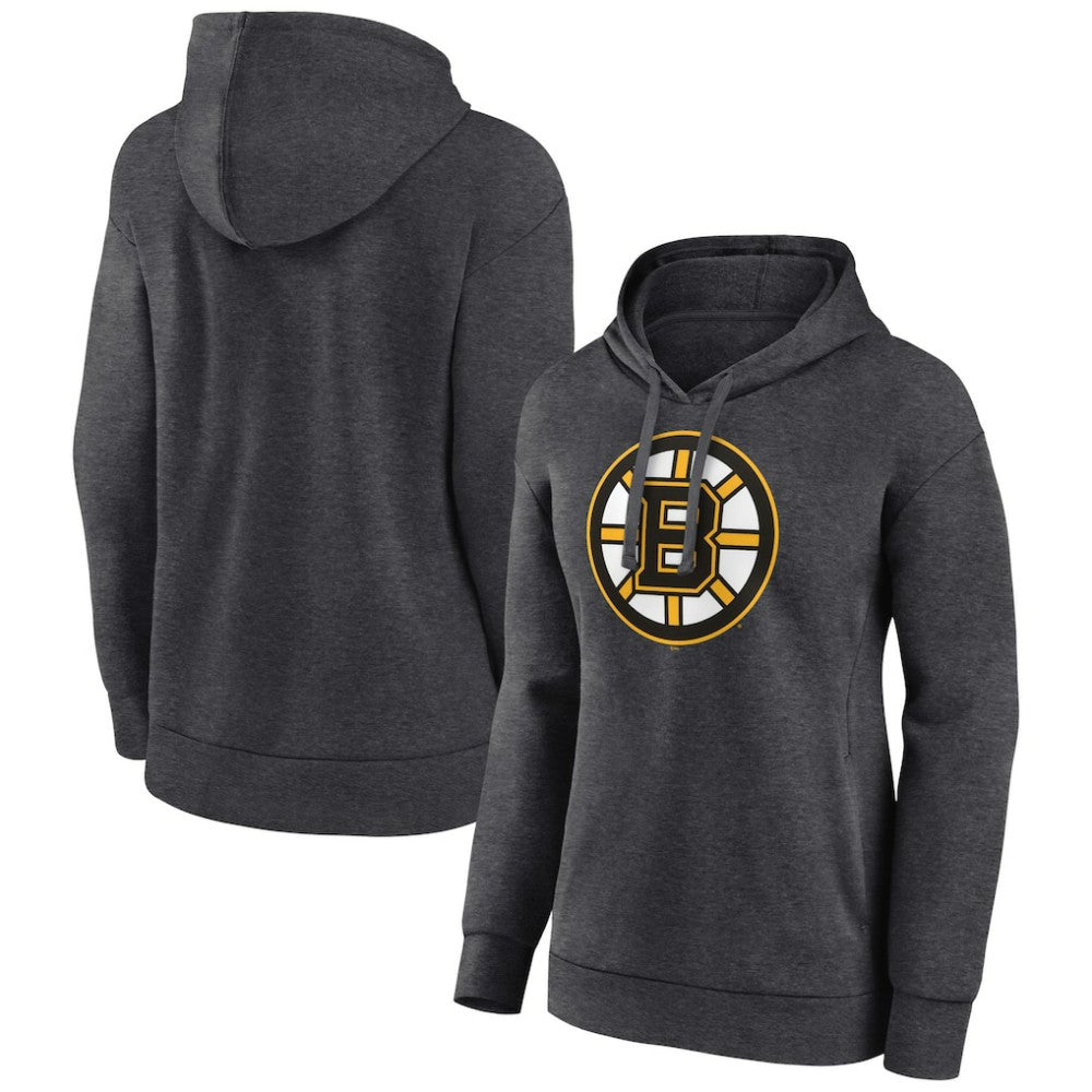 Boston Bruins Women's Primary Logo Pullover Hoodie - Charcoal | NHL on sale