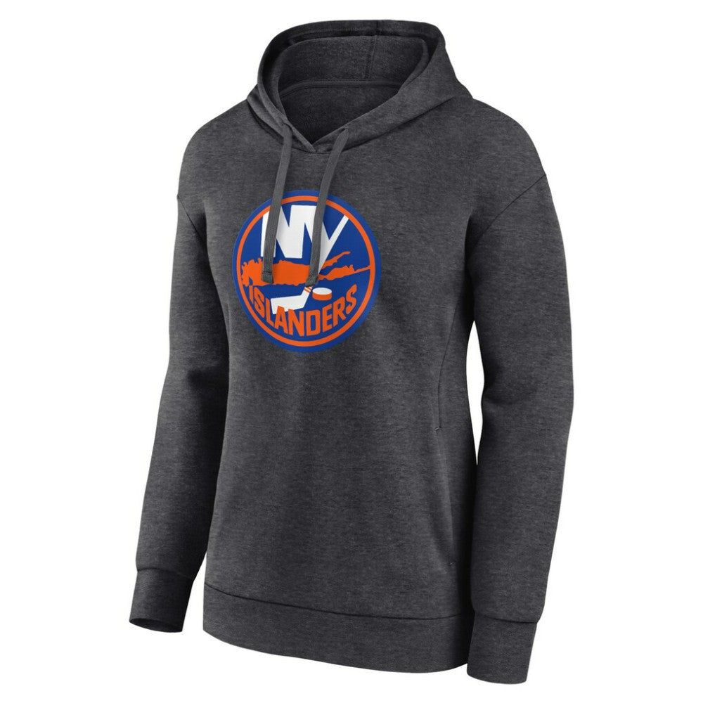 New York Islanders Women's Primary Logo Pullover Hoodie - Charcoal | NHL Clearance