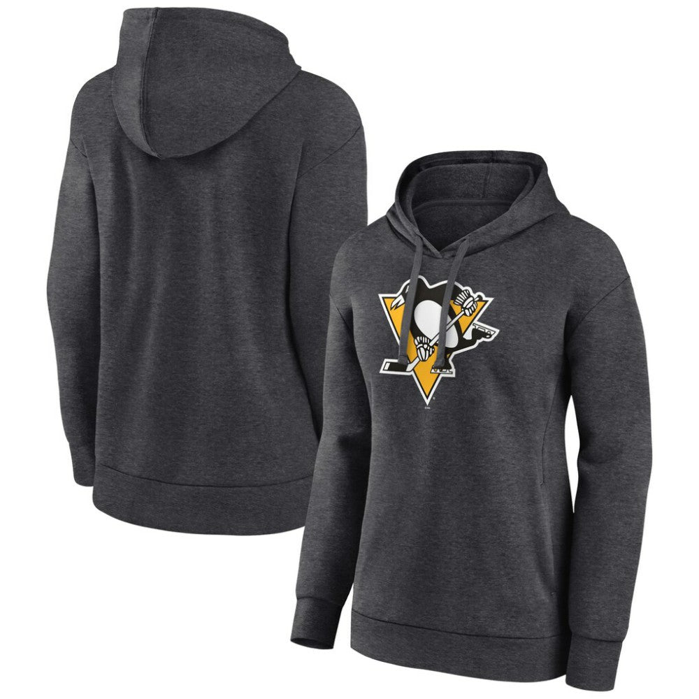 Pittsburgh Penguins Women's Primary Logo Pullover Hoodie - Charcoal | NHL Lifestyle