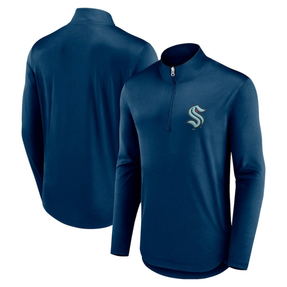 Seattle Kraken Fanatics Mock Neck Quarter-Zip Top - Deep Sea Blue | Fanatics on sale