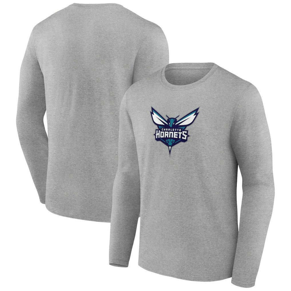 Charlotte Hornets Primary Team Logo Long Sleeve T-Shirt Gray