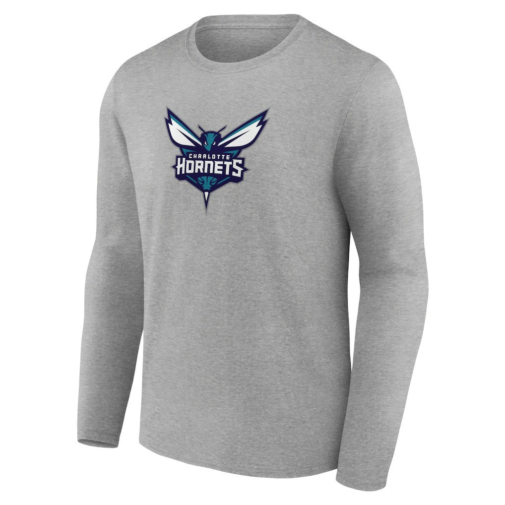 Charlotte Hornets Primary Team Logo Long Sleeve T-Shirt Gray