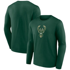 Milwaukee Bucks Primary Team Logo Long Sleeve T-Shirt Hunter Green