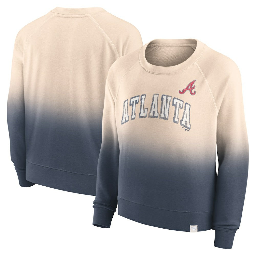 Atlanta Braves Fanatics Women's Luxe Lounge Arch Raglan Pullover Sweatshirt Discount
