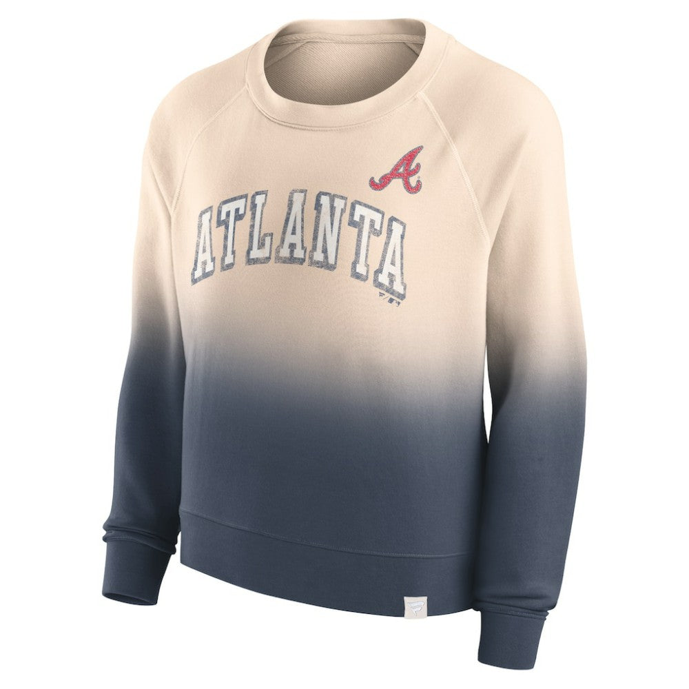 Atlanta Braves Fanatics Women's Luxe Lounge Arch Raglan Pullover Sweatshirt Discount