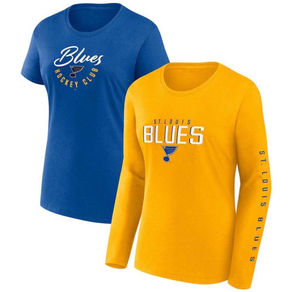 St. Louis Blues Fanatics Women's Long and Short Sleeve Two-Pack T-Shirt Set - Blue | Fanatics discount