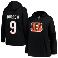 Joe Burrow Cincinnati Bengals Profile Women's Plus Size Player Name & Number Pullover Hoodie - Black - NFL