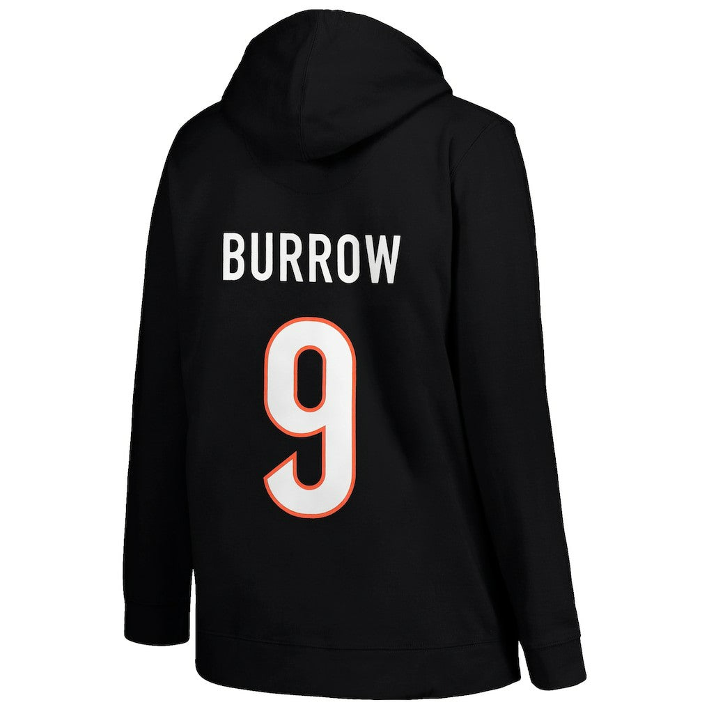Joe Burrow Cincinnati Bengals Profile Women's Plus Size Player Name & Number Pullover Hoodie - Black - NFL