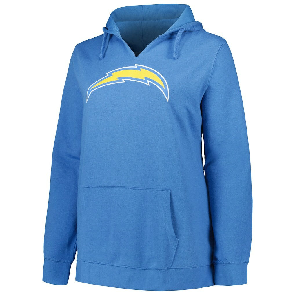 Justin Herbert Los Angeles Chargers Profile Women's Plus Size Player Name & Number Pullover Hoodie - Powder Blue - NFL