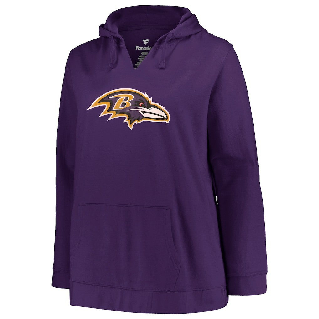 Lamar Jackson Baltimore Ravens Profile Women's Plus Size Player Name & Number Pullover Hoodie - Purple - NFL