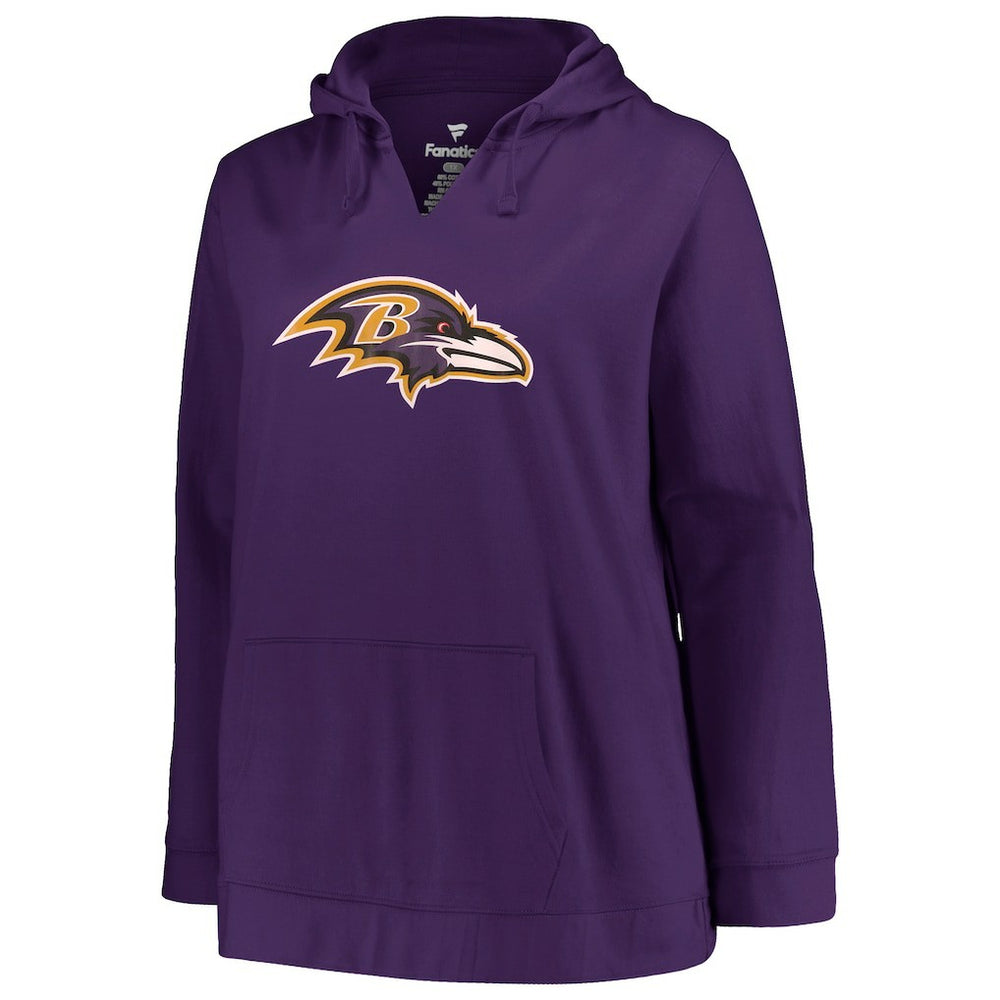 Lamar Jackson Baltimore Ravens Profile Women's Plus Size Player Name & Number Pullover Hoodie - Purple - NFL