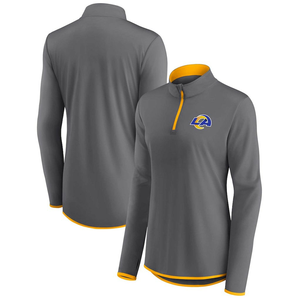 Los Angeles Rams Women's Adult Corner Long Sleeve 1/4 Zip Top - Gray - NFL