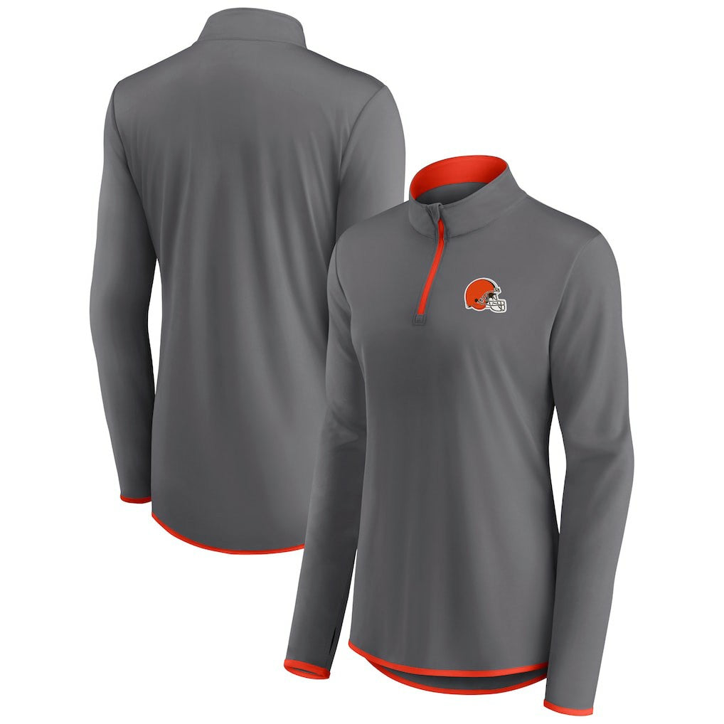 Cleveland Browns Women's Adult Corner Long Sleeve 1/4 Zip Top - Gray - NFL