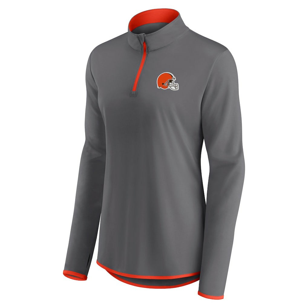 Cleveland Browns Women's Adult Corner Long Sleeve 1/4 Zip Top - Gray - NFL