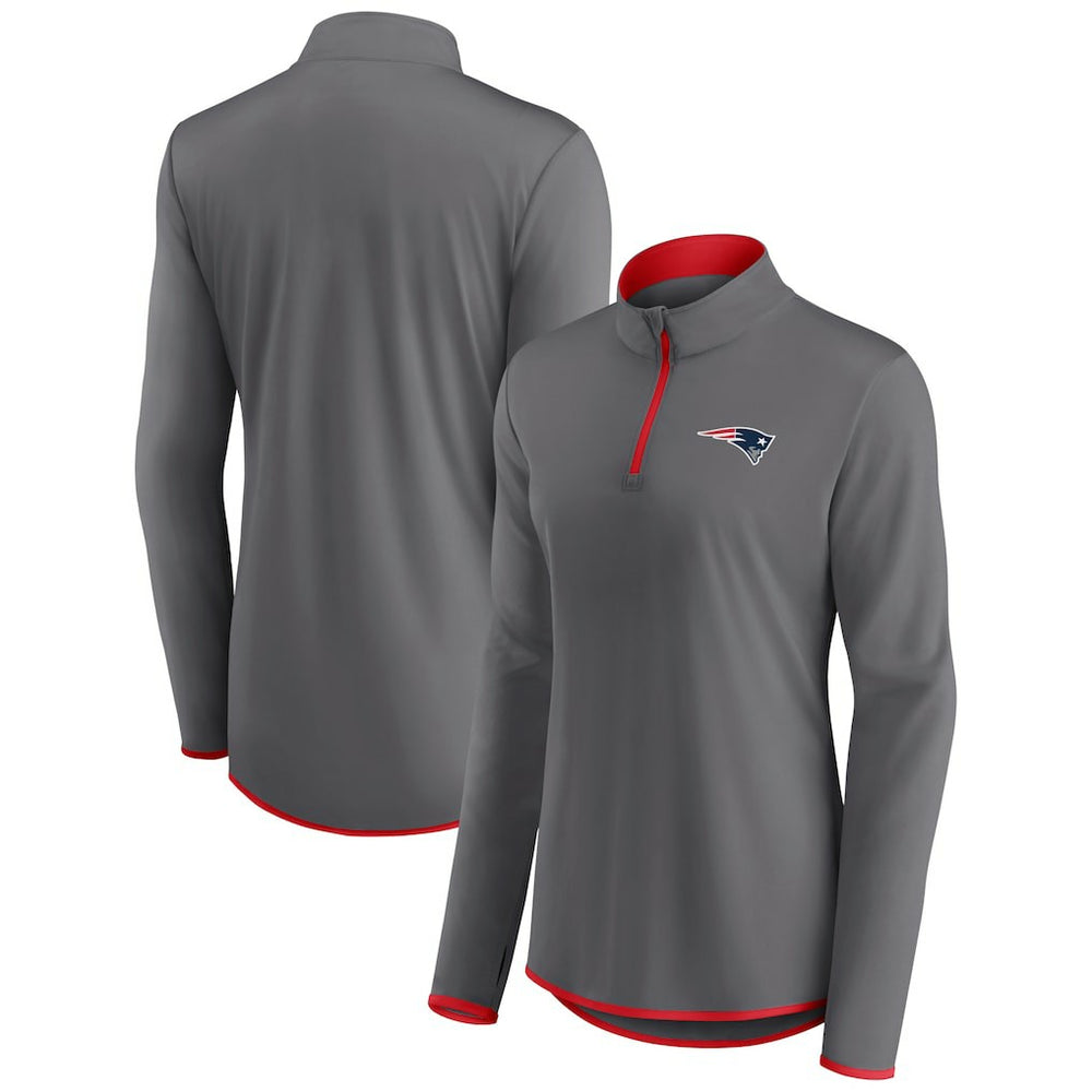 New England Patriots Women's Adult Corner Long Sleeve 1/4 Zip Top - Gray - NFL