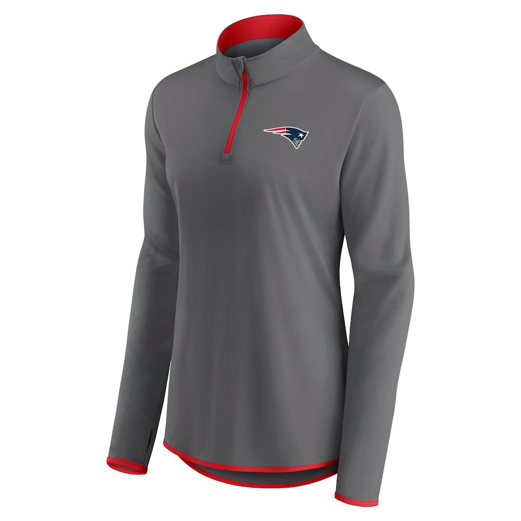 New England Patriots Women's Adult Corner Long Sleeve 1/4 Zip Top - Gray - NFL