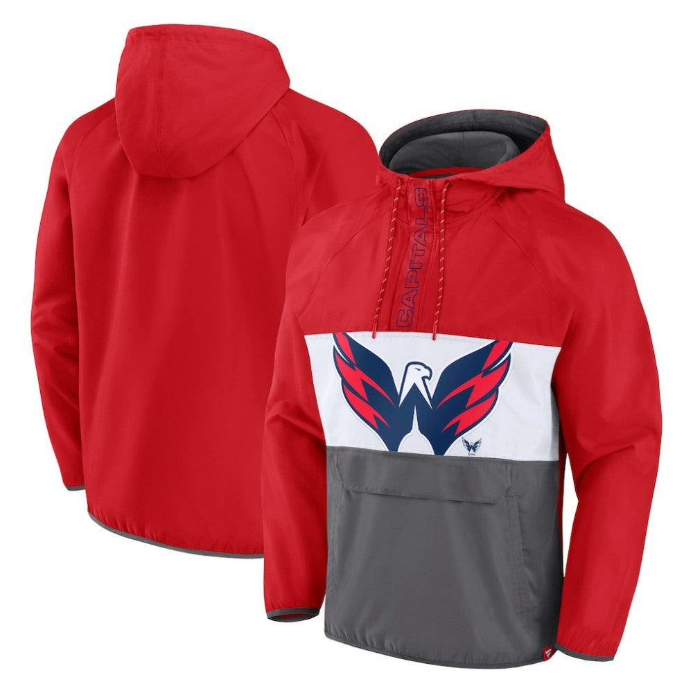 Washington Capitals Fanatics Flagrant Foul Anorak Raglan Half-Zip Hoodie Jacket - Red | Fanatics online