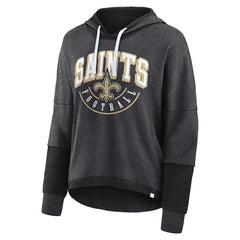 New Orleans Saints Women's Lightewight Modest Crop Lounge Helmet Arch Pullover Hoodie - Charcoal - Fanatics