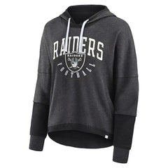 Las Vegas Raiders Women's Lightewight Modest Crop Lounge Helmet Arch Pullover Hoodie - Charcoal - Fanatics