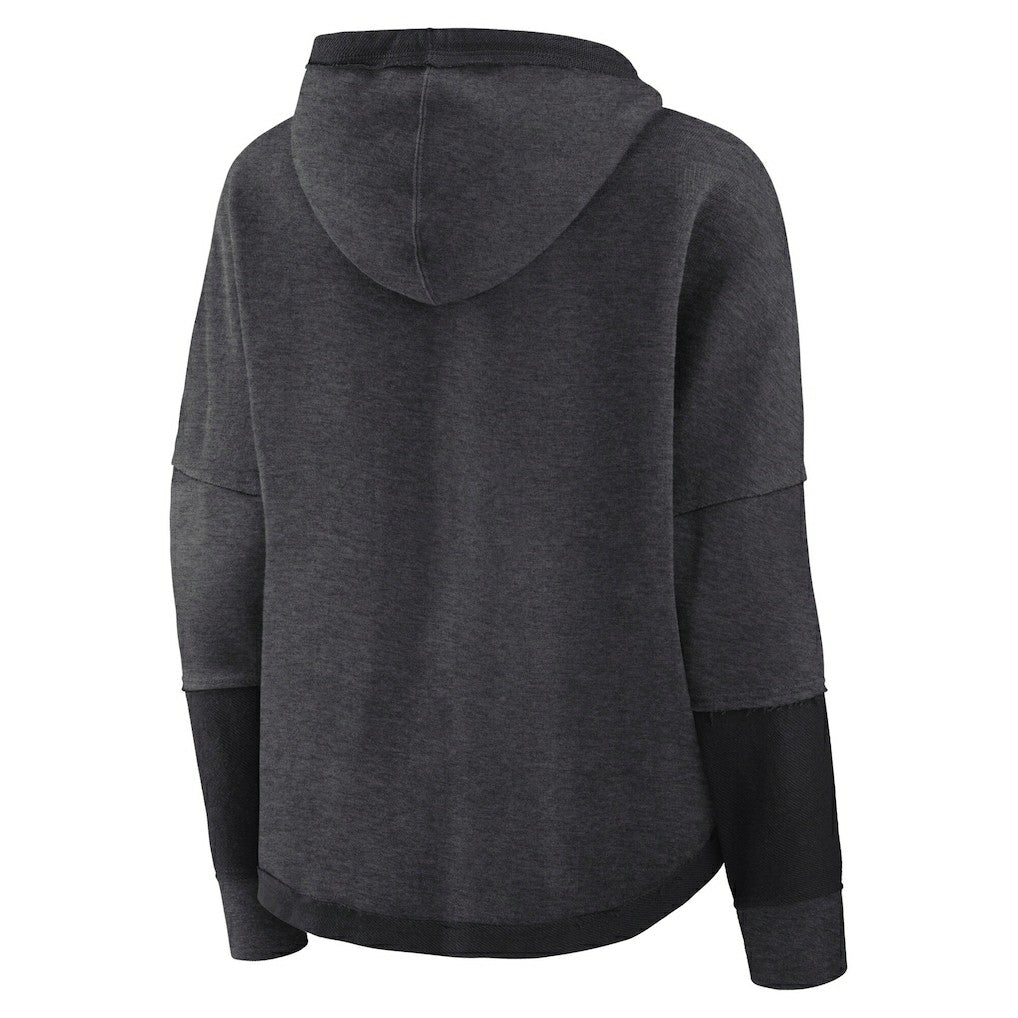 Las Vegas Raiders Women's Lightewight Modest Crop Lounge Helmet Arch Pullover Hoodie - Charcoal - Fanatics