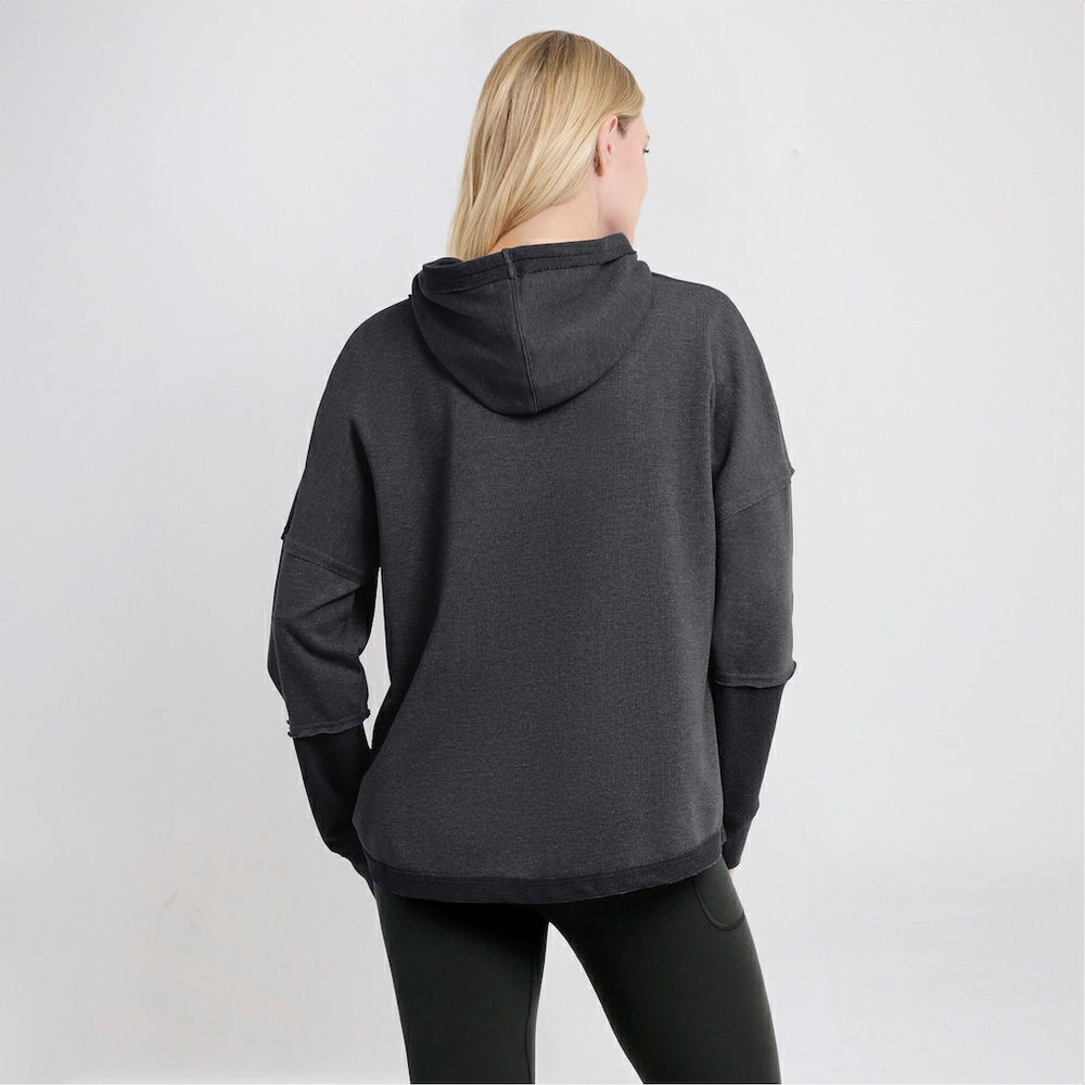 Cleveland Browns Women's Lightewight Modest Crop Lounge Helmet Arch Pullover Hoodie - Charcoal - Fanatics