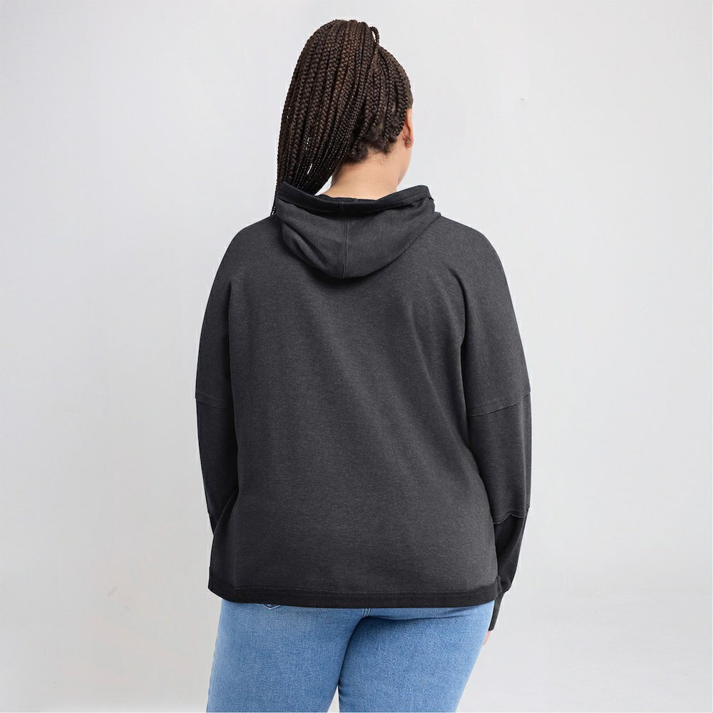Cleveland Browns Women's Lightewight Modest Crop Lounge Helmet Arch Pullover Hoodie - Charcoal - Fanatics