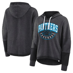 Carolina Panthers Women's Lightewight Modest Crop Lounge Helmet Arch Pullover Hoodie - Charcoal - Fanatics