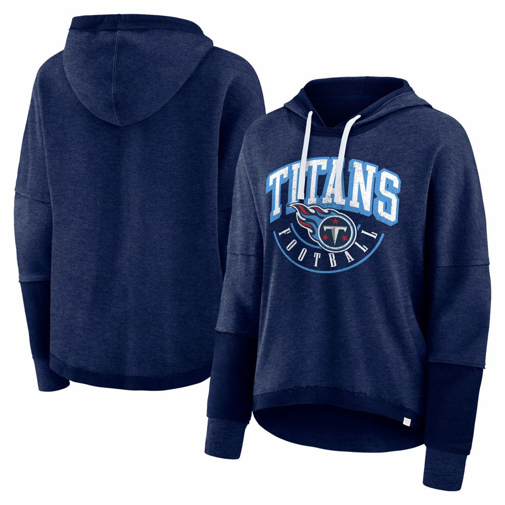 Tennessee Titans Women's Lightewight Modest Crop Lounge Helmet Arch Pullover Hoodie - Navy - Fanatics