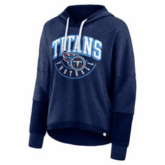 Tennessee Titans Women's Lightewight Modest Crop Lounge Helmet Arch Pullover Hoodie - Navy - Fanatics