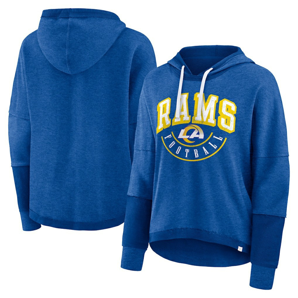 Los Angeles Rams Women's Lightewight Modest Crop Lounge Helmet Arch Pullover Hoodie - Royal - Fanatics