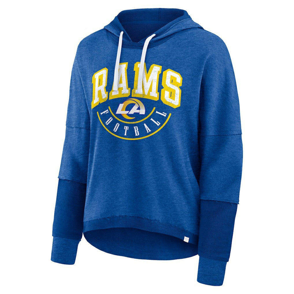 Los Angeles Rams Women's Lightewight Modest Crop Lounge Helmet Arch Pullover Hoodie - Royal - Fanatics