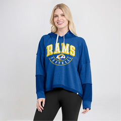 Los Angeles Rams Women's Lightewight Modest Crop Lounge Helmet Arch Pullover Hoodie - Royal - Fanatics