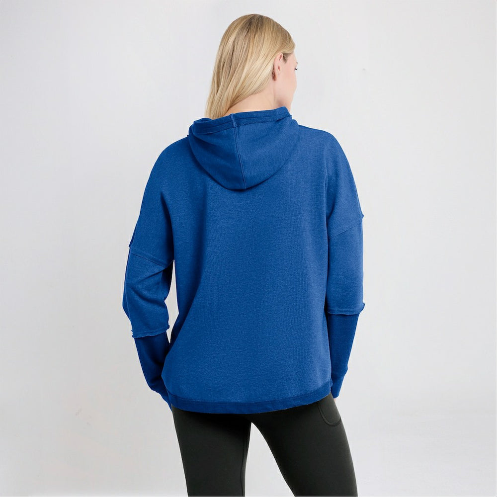 Los Angeles Rams Women's Lightewight Modest Crop Lounge Helmet Arch Pullover Hoodie - Royal - Fanatics