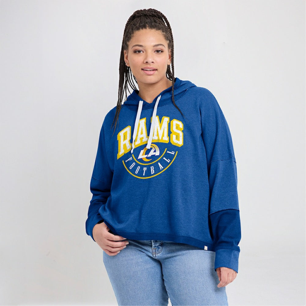 Los Angeles Rams Women's Lightewight Modest Crop Lounge Helmet Arch Pullover Hoodie - Royal - Fanatics
