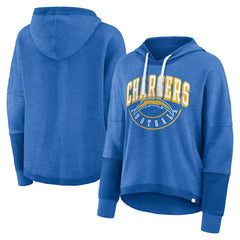 Los Angeles Chargers Women's Lightewight Modest Crop Lounge Helmet Arch Pullover Hoodie - Powder Blue - Fanatics