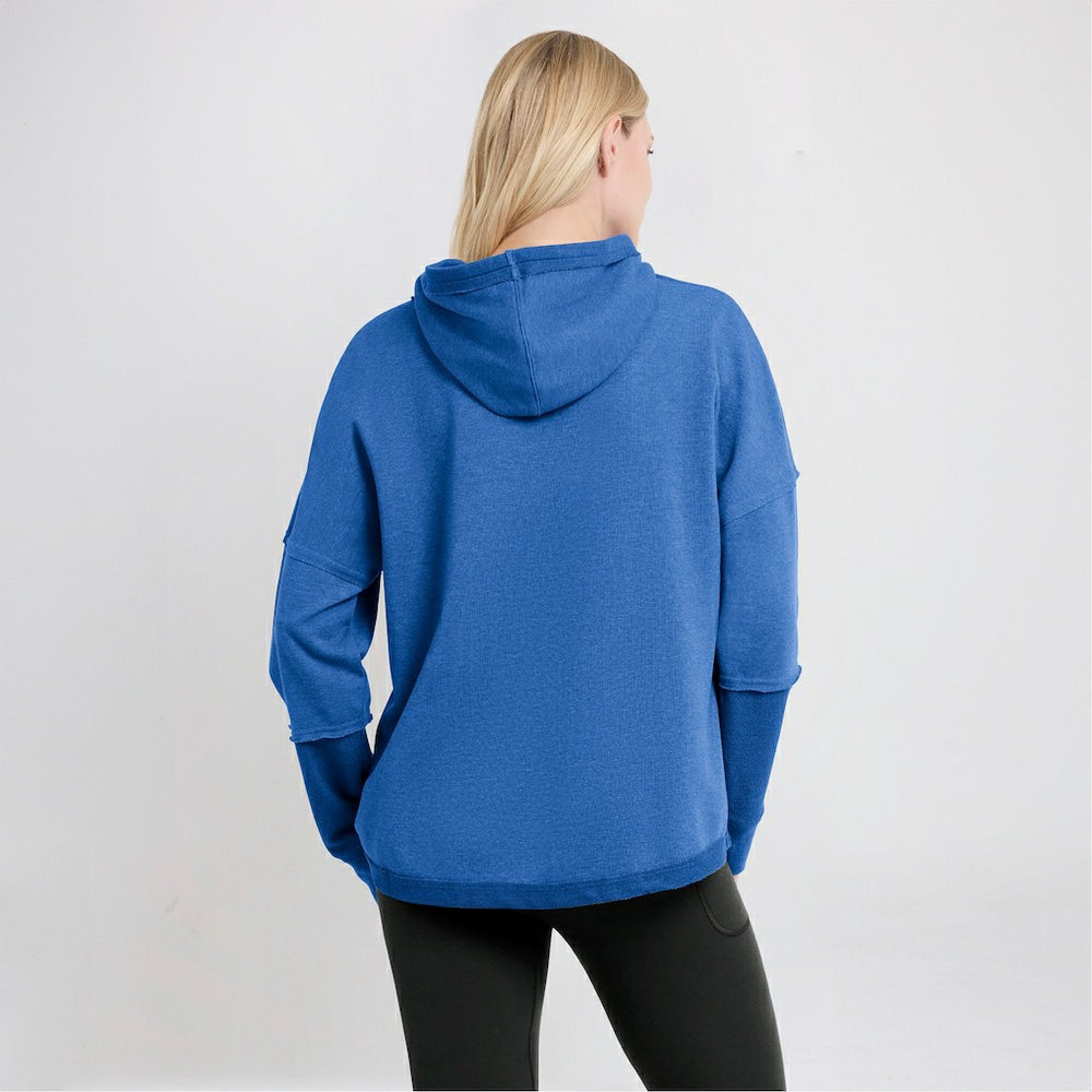 Los Angeles Chargers Women's Lightewight Modest Crop Lounge Helmet Arch Pullover Hoodie - Powder Blue - Fanatics