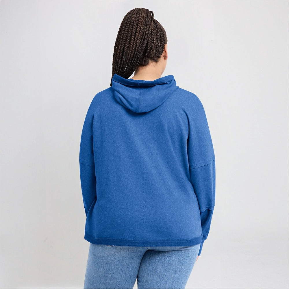 Los Angeles Chargers Women's Lightewight Modest Crop Lounge Helmet Arch Pullover Hoodie - Powder Blue - Fanatics