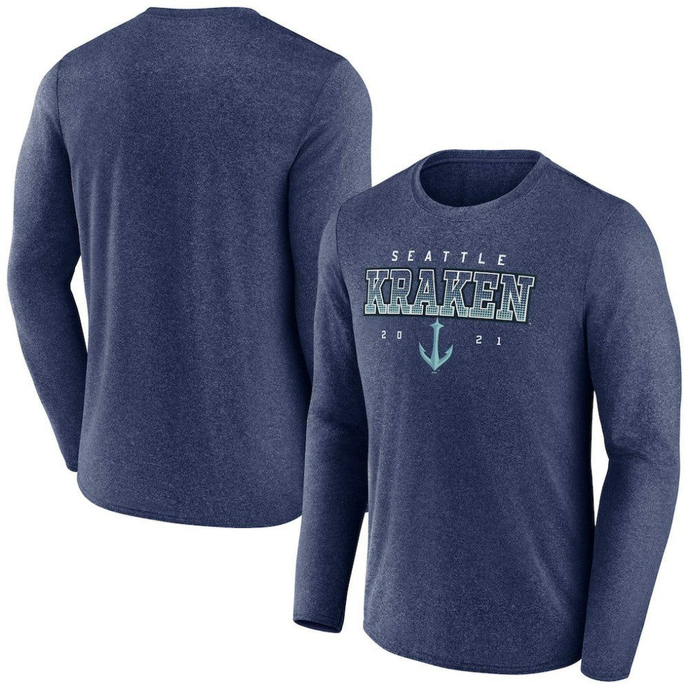 Seattle Kraken Fanatics Long Sleeve T-Shirt - Heather Deep Sea Blue | Fanatics discount