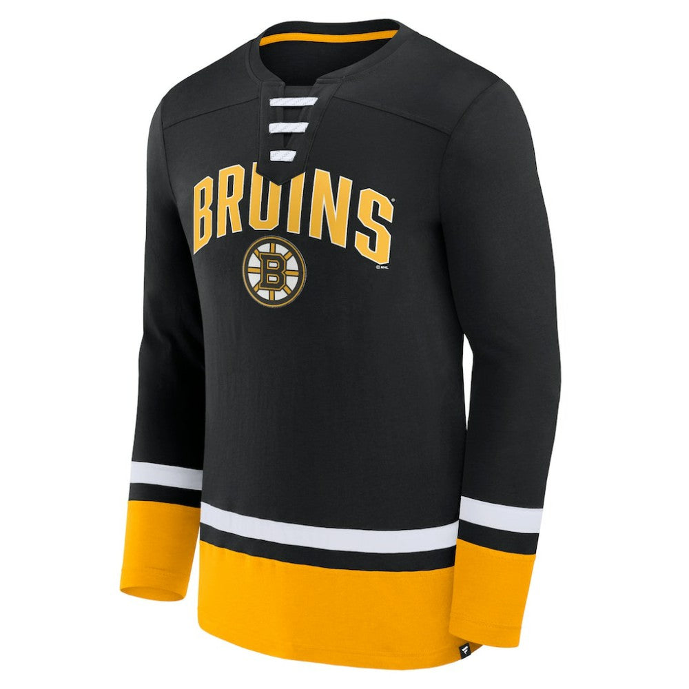Boston Bruins Fanatics Back Pass Lace-Up Long Sleeve T-Shirt - Black | Fanatics near me