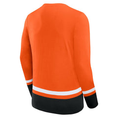 Philadelphia Flyers Fanatics Back Pass Lace-Up Long Sleeve T-Shirt - Orange | Fanatics Lifestyle