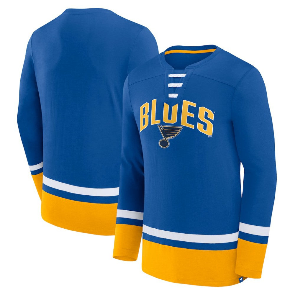 St. Louis Blues Fanatics Back Pass Lace-Up Long Sleeve T-Shirt - Blue | Fanatics sale