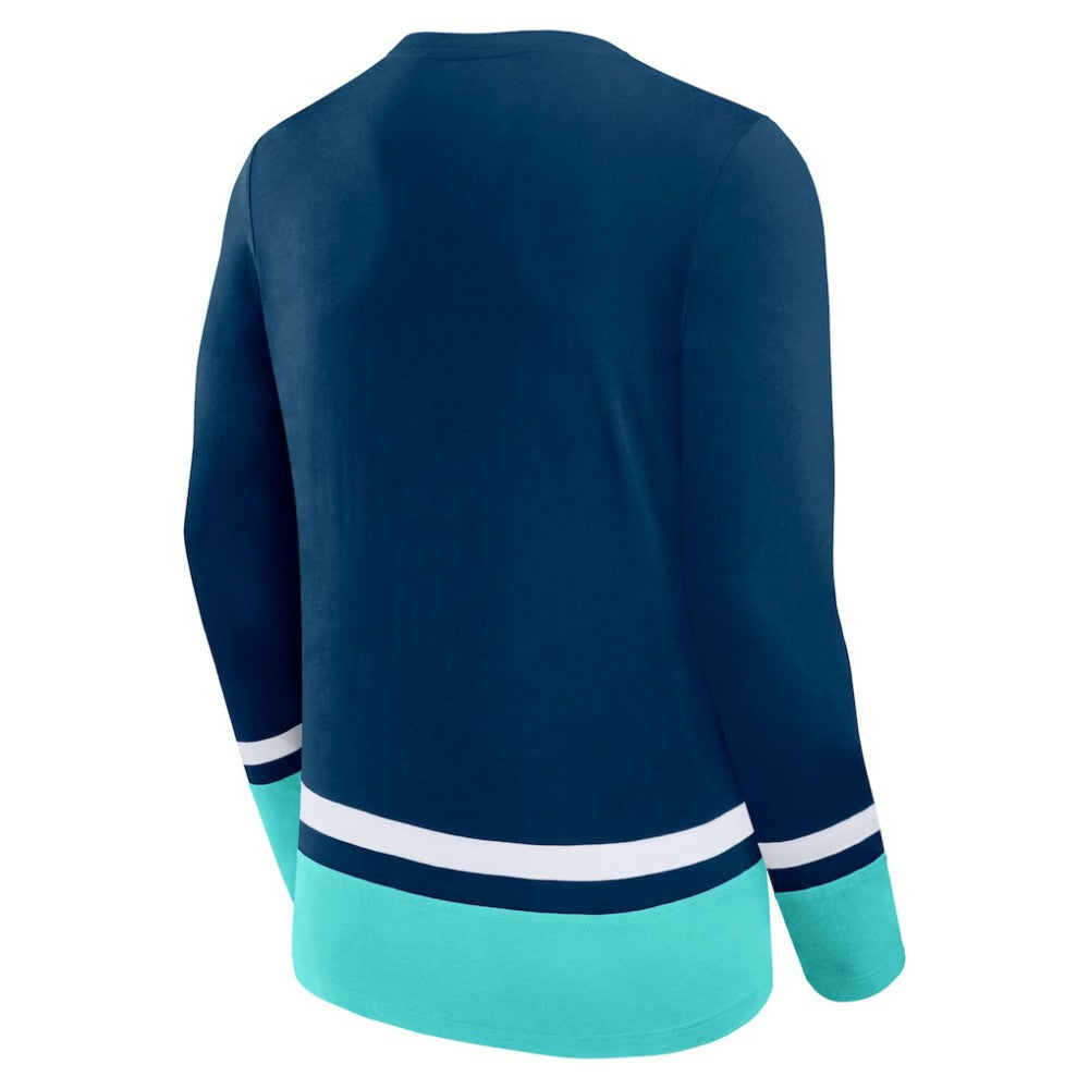 Seattle Kraken Fanatics Back Pass Lace-Up Long Sleeve T-Shirt - Deep Sea Blue | Fanatics near me