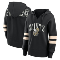 New Orleans Saints Women's Bold Move Dolman V-Neck Hip HIp Hoodie - Black - Fanatics