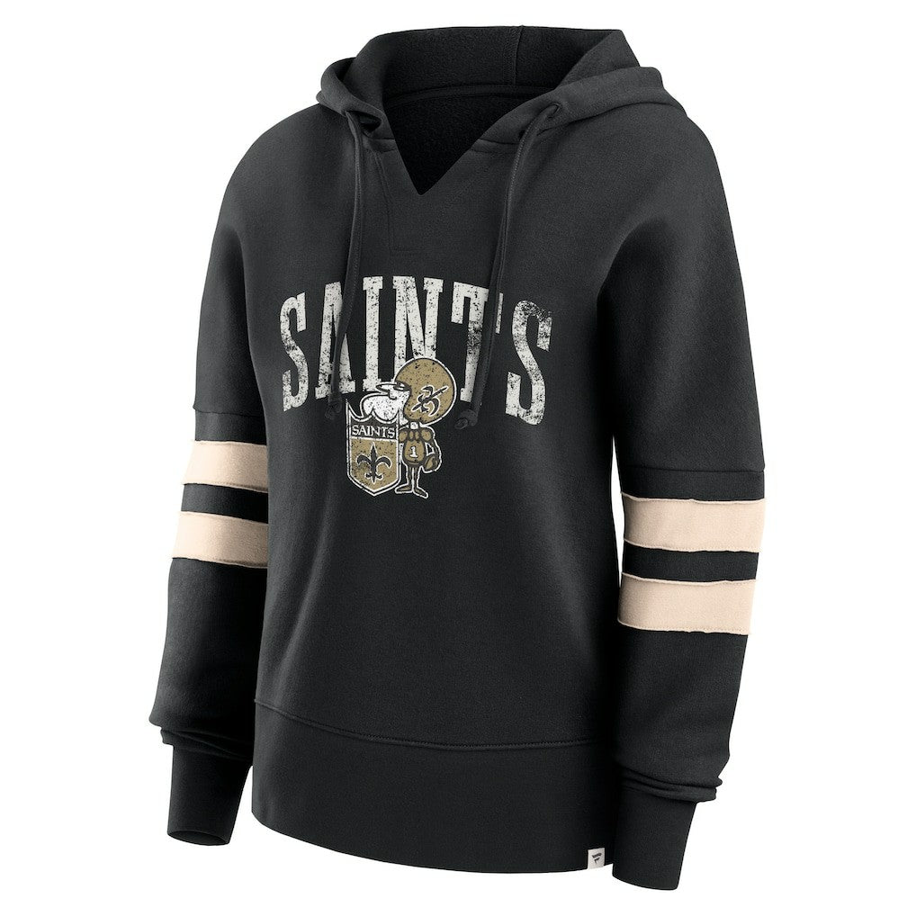 New Orleans Saints Women's Bold Move Dolman V-Neck Hip HIp Hoodie - Black - Fanatics