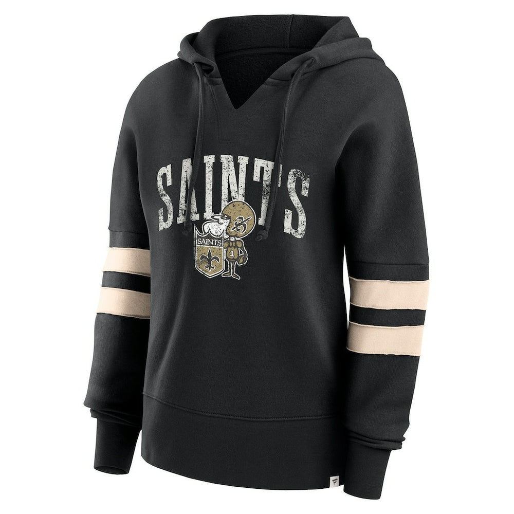 New Orleans Saints Women's Bold Move Dolman V-Neck Hip HIp Hoodie - Black - Fanatics