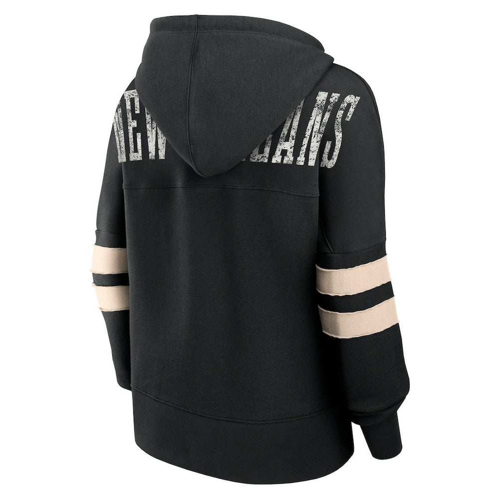 New Orleans Saints Women's Bold Move Dolman V-Neck Hip HIp Hoodie - Black - Fanatics