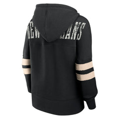 New Orleans Saints Women's Bold Move Dolman V-Neck Hip HIp Hoodie - Black - Fanatics