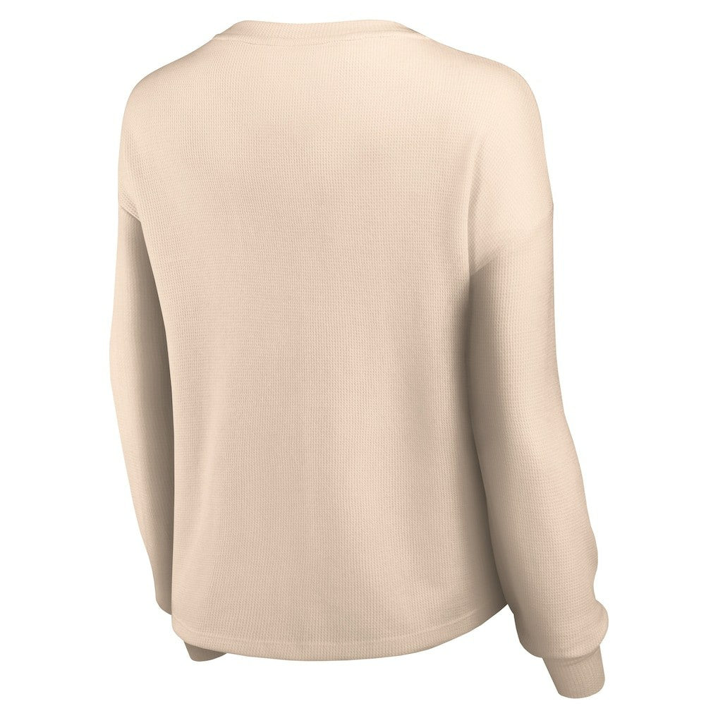 Las Vegas Raiders Women's Go For It Notch Neck Waffle Knit Lightweight Long Sleeve T-Shirt - Tan - Fanatics