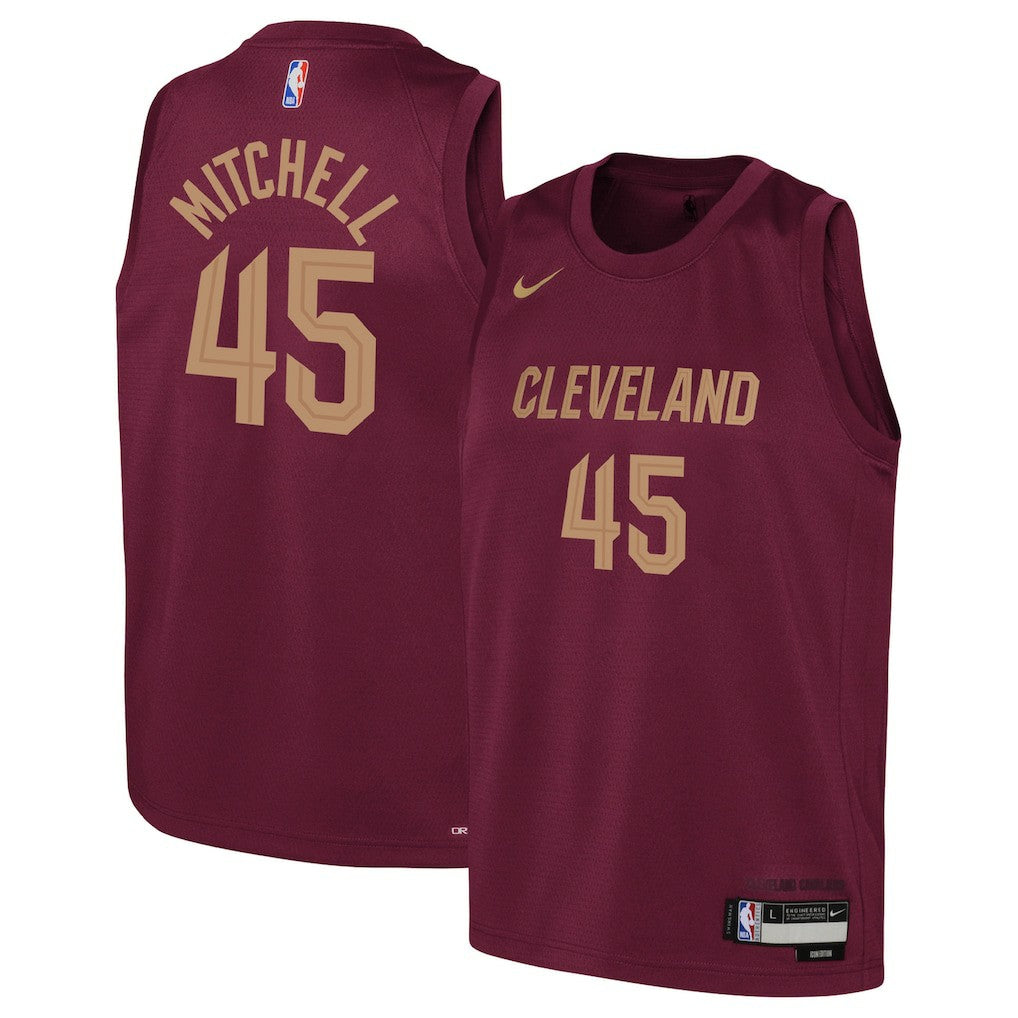Nike Donovan Mitchell Cleveland Cavaliers Youth Swingman Jersey Icon Editi- Wine