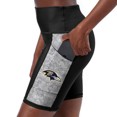 Baltimore Ravens Certo Women's High Waist Logo Two-Pocket Biker Shorts - Black - NFL